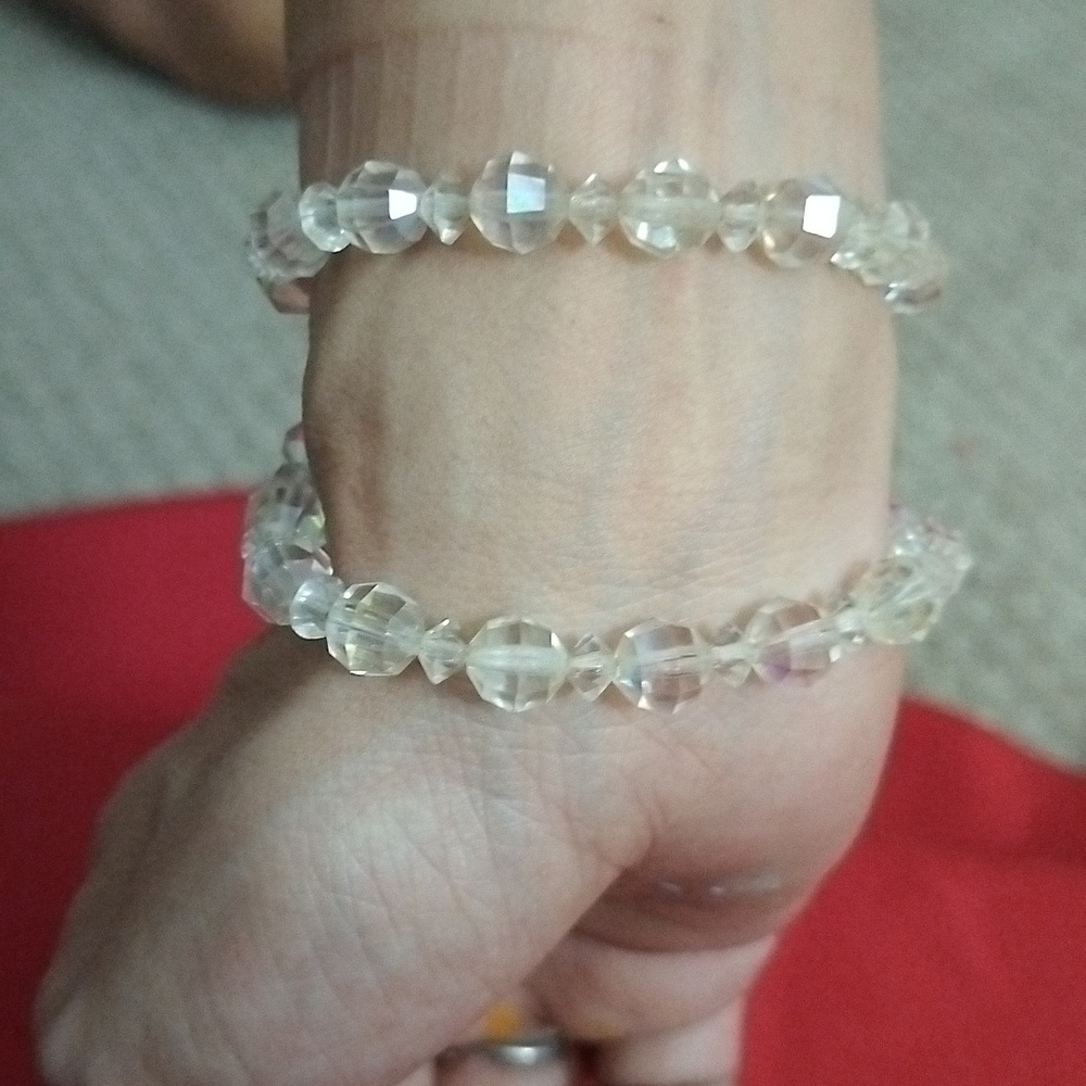 Vintage Estate Small AB Crystal 2 strand bracelet w Ornate Clasp - Picture 11 of 11